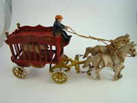 Antique Kenton Cast Iron Overland Circus Wagon Toy Vtg Wow! Complete - Bear & 3 Figures! All Original! LOOK!